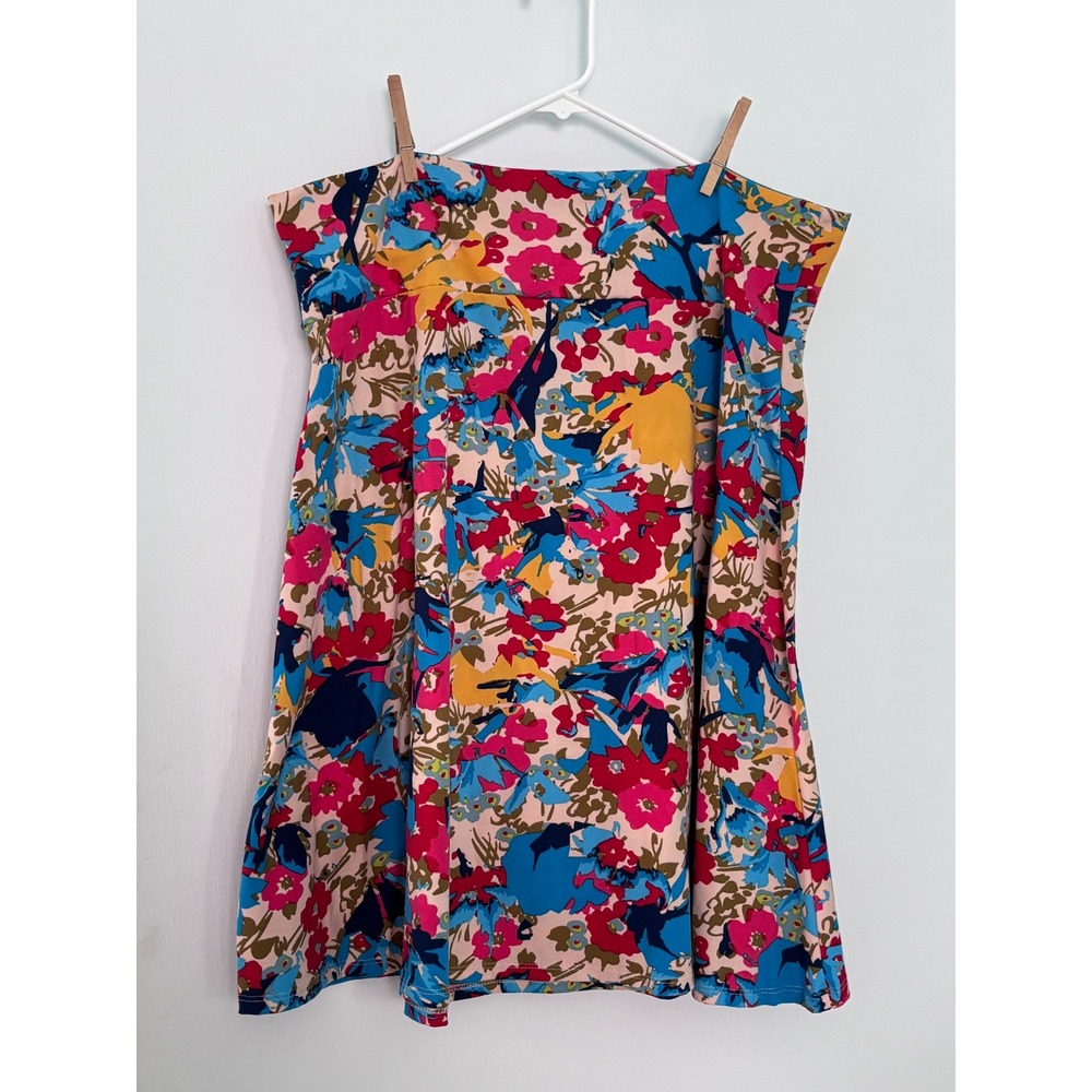 LuLaRoe Azure Skirt 3XL Floral Print Pink Blue Yellow Pockets A-Line Knit